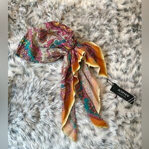 NWT Multicolor Paisley Head Wrap Hair Scarf Bandana Cotton Silk Blend One Size